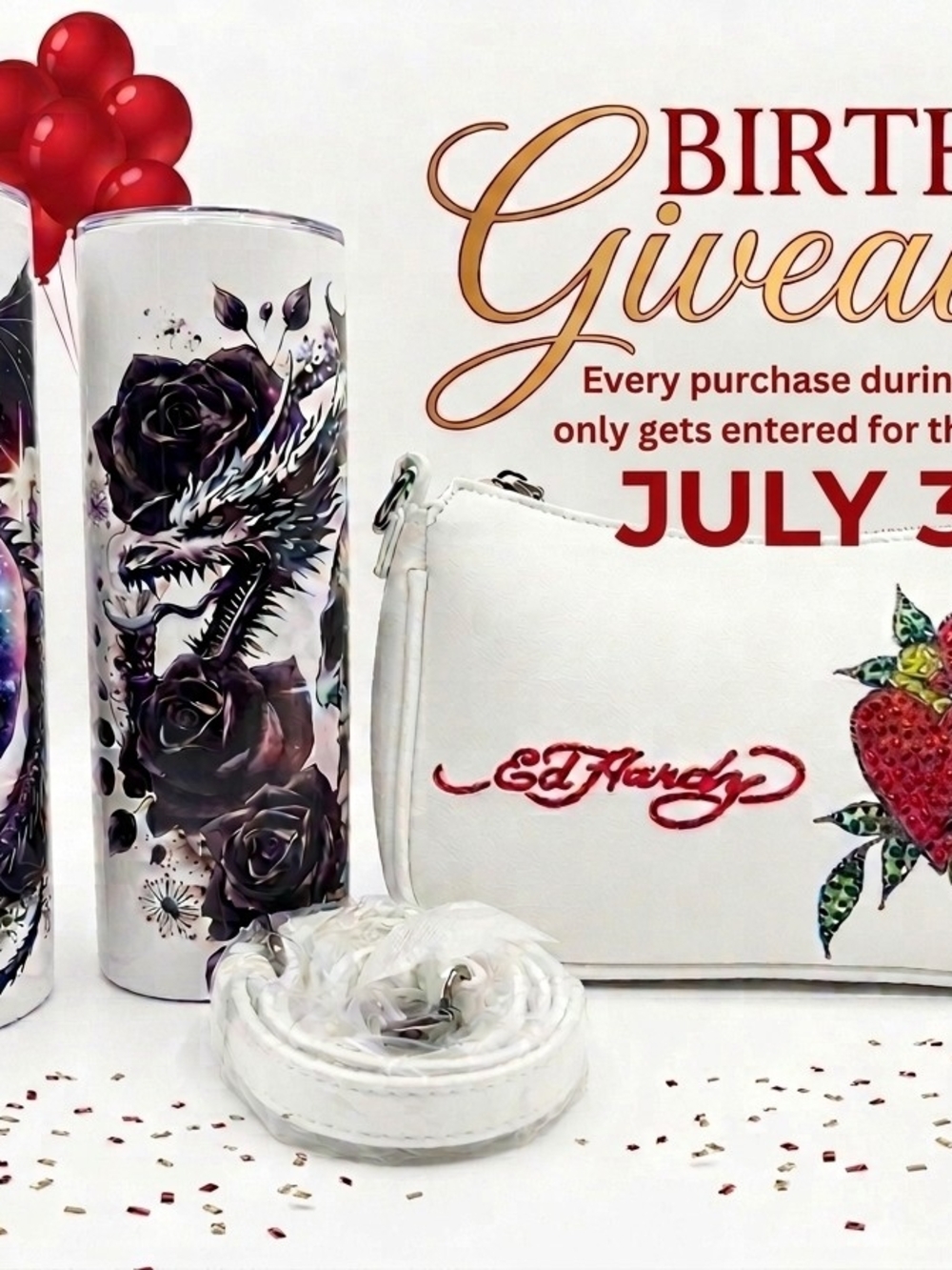 🔥 BIRTHDAY GIVEAWAY 🔥 Ed Hardy Purse & 20oz Tumbler Bundle READ DESCRIPTION!!!
